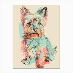 Yorkshire Terrier Dog Pastel Line Painting 3 Canvas Print