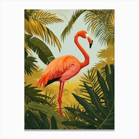 Greater Flamingo Rio Lagartos Yucatan Mexico Tropical Illustration 9 Canvas Print
