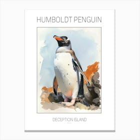 Humboldt Penguin Deception Island Watercolour Painting 1 Poster Canvas Print