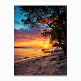 Gili Trawangan Beach Indonesia At Sunset, Vibrant Painting 2 Canvas Print