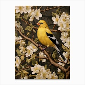 Dark And Moody Botanical American Goldfinch 3 Canvas Print