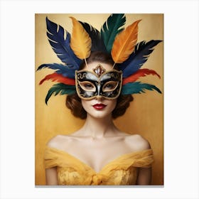 A Woman In A Carnival Mask (1) Canvas Print