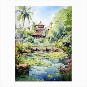 Nong Nooch Tropical Garden Watercolour 3 Canvas Print