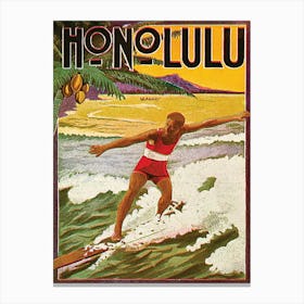 Honolulu, Surfer On A Wave Canvas Print