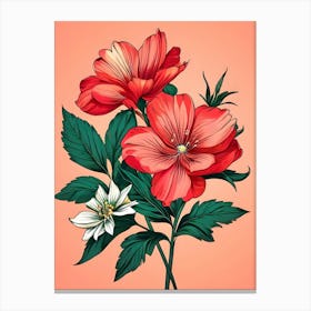 Red Hibiscus Flowers Canvas Print