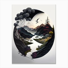 Landscapes 1, Yin and Yang Illustration Canvas Print