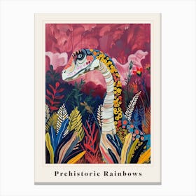 Colourful Leafy Dinosaur Painting Poster Canvas Print