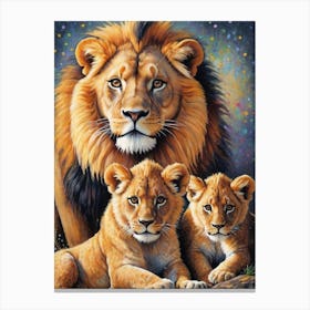 Lion Family Wild Animals Canvas Print