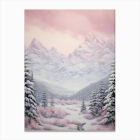 Dreamy Winter Painting Grand Teton National Park United States 4 Canvas Print