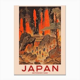 Akiyoshido Cave, Visit Japan Vintage Travel Art 4 Canvas Print