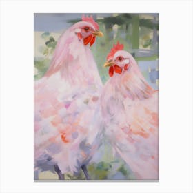 Pink Ethereal Bird Painting Chicken 2 Canvas Print