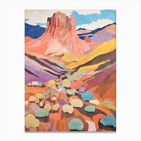 Mount Teide Spain 2 Colourful Mountain Illustration Canvas Print