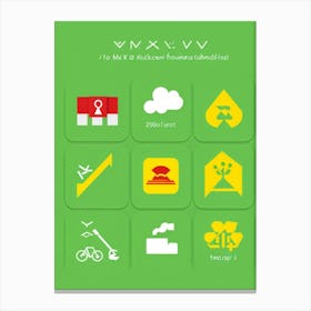 Set Of Icons Each Representing Varying Degrees Of Pollution And Environmental Impact With Distinct Canvas Print