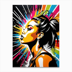 Graffiti Mural Of Beautiful Hip Hop Girl 85 Canvas Print