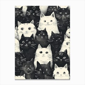 Perfectly Repeatable Artwork With Cute Cat Faces 53 Canvas Print