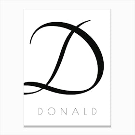 Donald Typography Name Initial Word Canvas Print