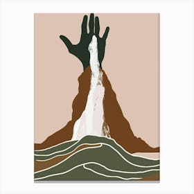 Hand Reaching Out Of A Mountain Canvas Print