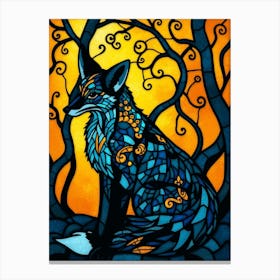 Stained Glass Fox Canvas Print