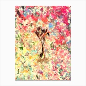 Impressionist Autumn Crocus Botanical Painting in Blush Pink and Gold 2 Canvas Print