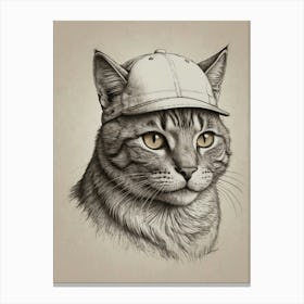 Default A Cat Wearing A Tiny Cap Tilted To The Side Giving Off 3 Canvas Print