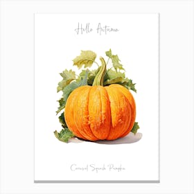 Hello Autumn Carnival Squash Pumpkin Watercolour Illustration 1 Canvas Print