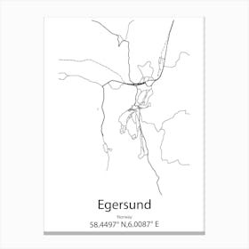 Egersund,Norway Minimalist Map Canvas Print