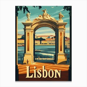 Aihrgdesign A Retro Travel Poster For Lisbon Featuring The Ma 82e0351c C5d1 4f6b 996c 01ef34644701 0 Canvas Print