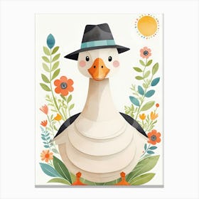 Floral Cute Baby Goose Nursery Illustration (10) Canvas Print