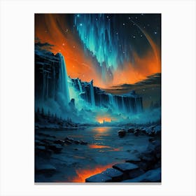 Niagara Falls at Night - Blue and Orange Canvas Print