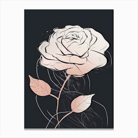 Line Art Roses Flowers Illustration Neutral 1 Canvas Print