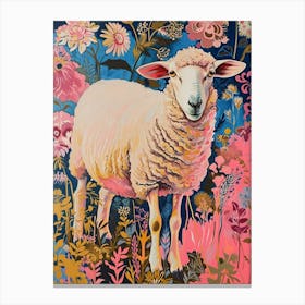 Floral Animal Painting Sheep 2 Canvas Print