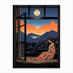 Yufuin Onsen, Japan Vintage Travel Art 2 Canvas Print