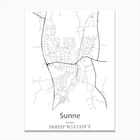 Sunne,Sweden Minimalist Map Canvas Print