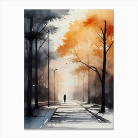 Watercolor Of A Street 11 Canvas Print