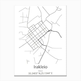 Irakleio,Greece Minimalist Map Canvas Print