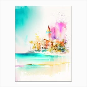 Cancun Mexico Watercolour Pastel Tropical Destination Canvas Print