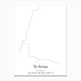 Te Anau,New Zealand Minimalist Map Canvas Print