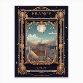 Lyon, France, Tarot Card Travel  Line Art 2 Canvas Print