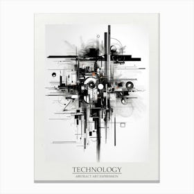 Technology Abstract Black And White 7 Poster Canvas Print