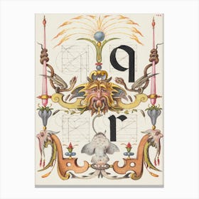 Guide For Constructing The Letters Q And R From Mira Calligraphiae Monumenta, Joris Hoefnagel Canvas Print