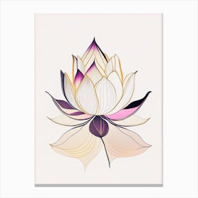 Sacred Lotus Abstract Line Drawing 3 Canvas Print