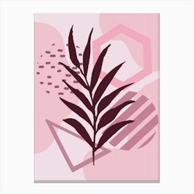 Palm Leaf On A Pink Background Canvas Print