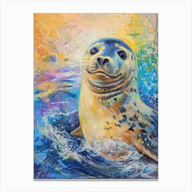 Harp Seal Pastel Watercolour 2 Canvas Print