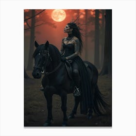 Gothic Woman On Horseback 1 Canvas Print