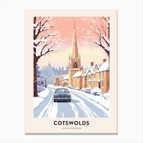 Vintage Winter Travel Poster Cotswolds United Kingdom 1 Canvas Print