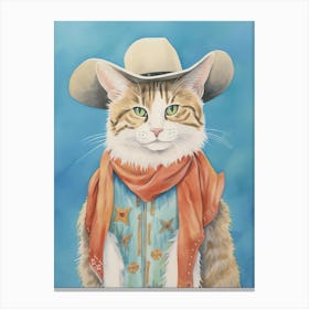 Cowboy Cat Quirky Western Print Pet Decor 1 Canvas Print