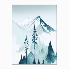 Mountain And Forest In Minimalist Watercolor Vertical Composition 206 Canvas Print