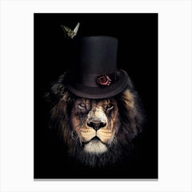 Lion In Top Hat Canvas Print