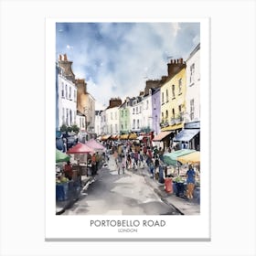 Portobello Road 3 Watercolour Travel Poster Canvas Print