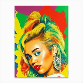 Miley Cyrus Colourful Pop Art Canvas Print